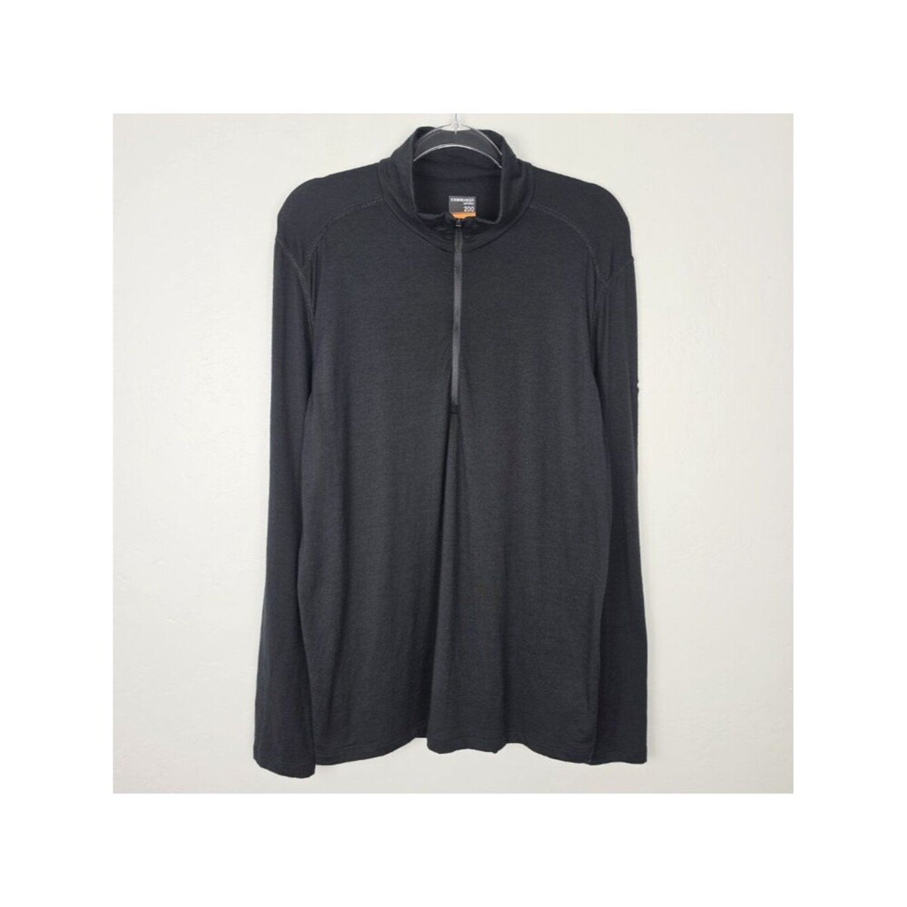 Icebreaker Merino 200 Oasis Long Sleeve Half Zip Thermal Top Black Size XL